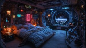 宇宙船で眠る、心地よい夜。